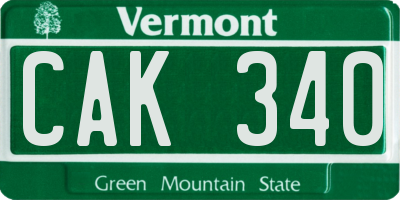 VT license plate CAK340