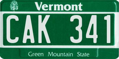 VT license plate CAK341