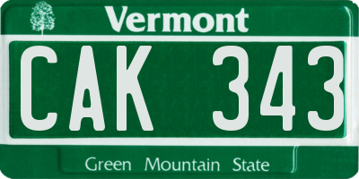 VT license plate CAK343