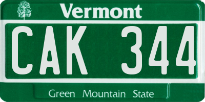 VT license plate CAK344