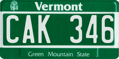 VT license plate CAK346