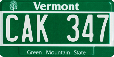 VT license plate CAK347