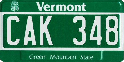 VT license plate CAK348