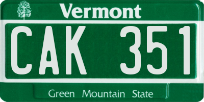 VT license plate CAK351