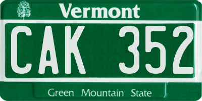 VT license plate CAK352