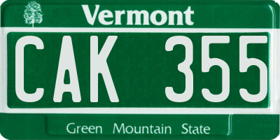 VT license plate CAK355