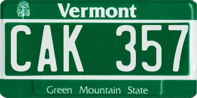 VT license plate CAK357