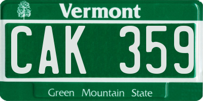 VT license plate CAK359