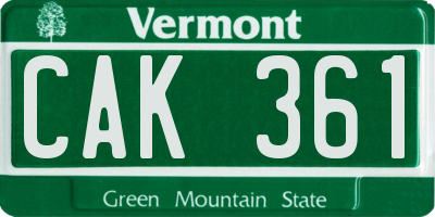VT license plate CAK361