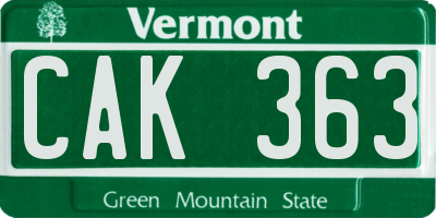 VT license plate CAK363