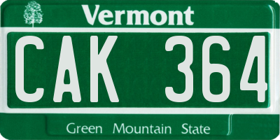 VT license plate CAK364