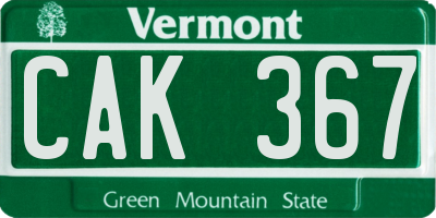 VT license plate CAK367