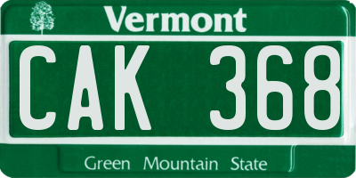 VT license plate CAK368