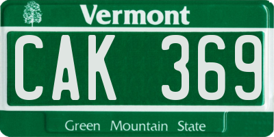 VT license plate CAK369