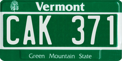 VT license plate CAK371