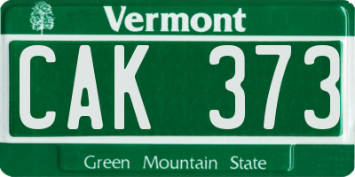 VT license plate CAK373