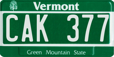 VT license plate CAK377