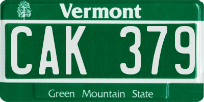 VT license plate CAK379