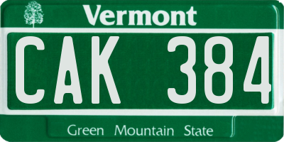 VT license plate CAK384