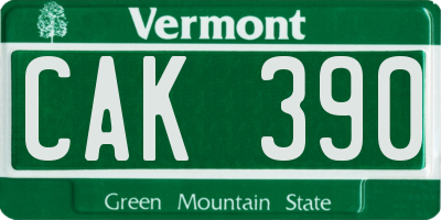 VT license plate CAK390