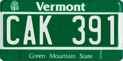 VT license plate CAK391