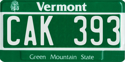 VT license plate CAK393