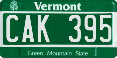 VT license plate CAK395