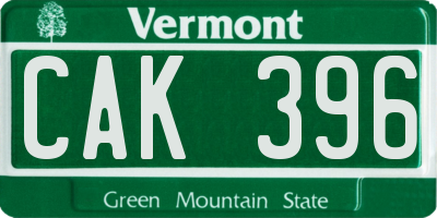 VT license plate CAK396