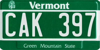 VT license plate CAK397