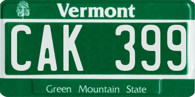 VT license plate CAK399
