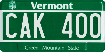 VT license plate CAK400