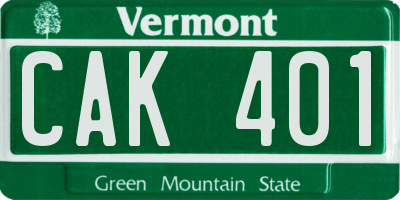 VT license plate CAK401