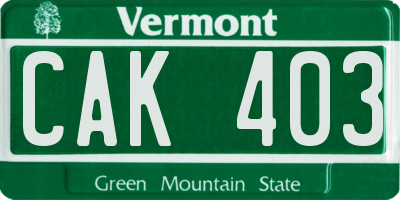 VT license plate CAK403