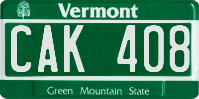VT license plate CAK408