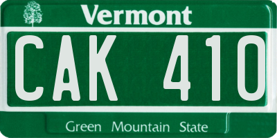 VT license plate CAK410