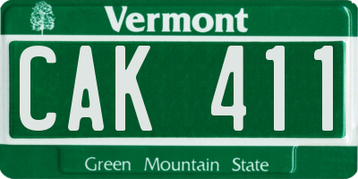 VT license plate CAK411