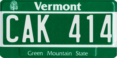 VT license plate CAK414