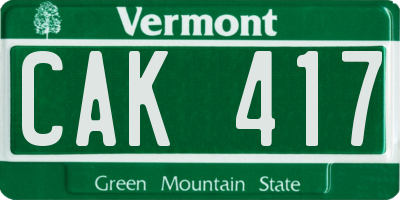 VT license plate CAK417