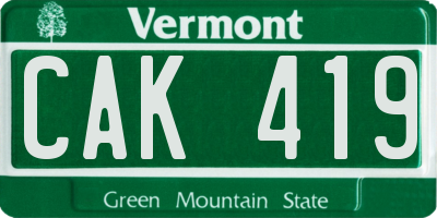 VT license plate CAK419