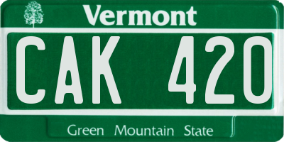 VT license plate CAK420