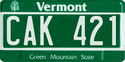 VT license plate CAK421