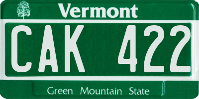 VT license plate CAK422