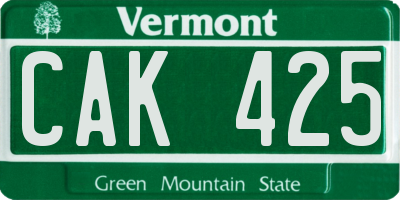 VT license plate CAK425