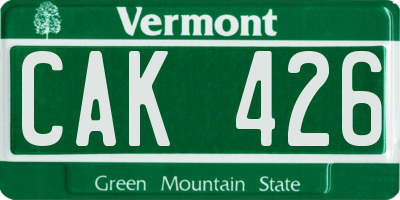 VT license plate CAK426