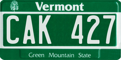 VT license plate CAK427