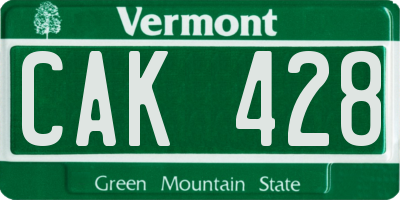 VT license plate CAK428