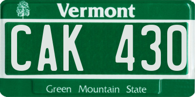 VT license plate CAK430