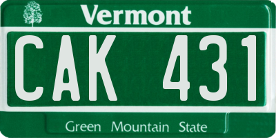 VT license plate CAK431