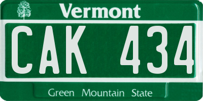 VT license plate CAK434