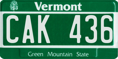 VT license plate CAK436